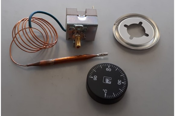 Termostato regulable 0-90 ºC  c/mando y dial  1m.