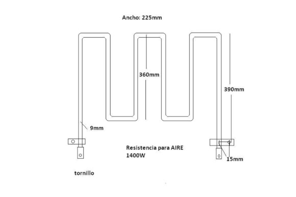Resistencia M 390x225 1400W -baño maria´-
