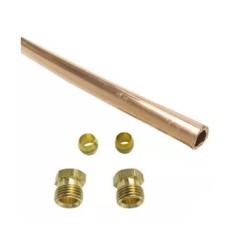 Kit tuberia de cobre d:6x4 mm. (1m) con conectores