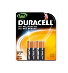 Pila alcalina DURACELL AAA-LR03 (pack 4 unidades)