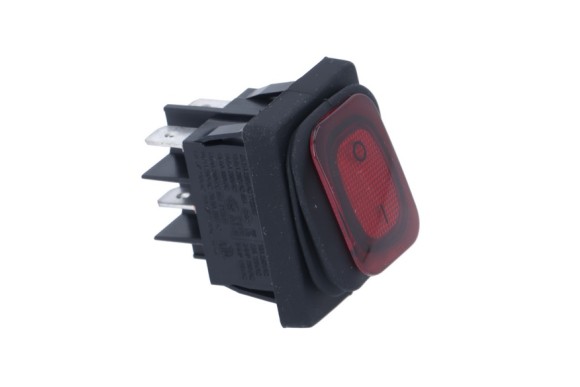 Interruptor bipolar rojo 30x22 mm. 20A