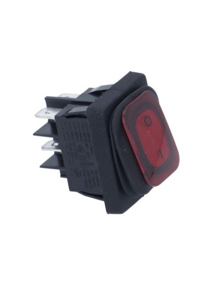 Interruptor bipolar rojo 30x22 mm. 20A
