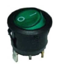 Interruptor luminoso verde 3 faston 17 mm. diametr