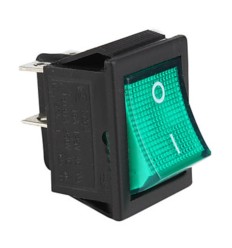 Interruptor bipolar verde 30x22 mm. 4 faston
