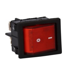 Interruptor bipolar rojo 30x22 mm. 4 faston 