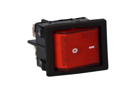 Interruptor bipolar rojo 30x22 mm. 4 faston 