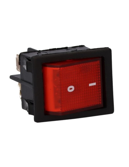 Interruptor bipolar rojo 30x22 mm. 4 faston 