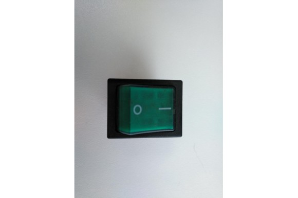 Interruptor bipolar verde 4 faston 22x30 mm.