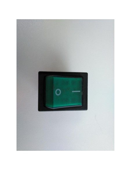 Interruptor bipolar verde 4 faston 22x30 mm.