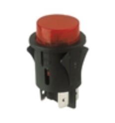 Interruptor bipolar circular luminoso rojo 24mm
