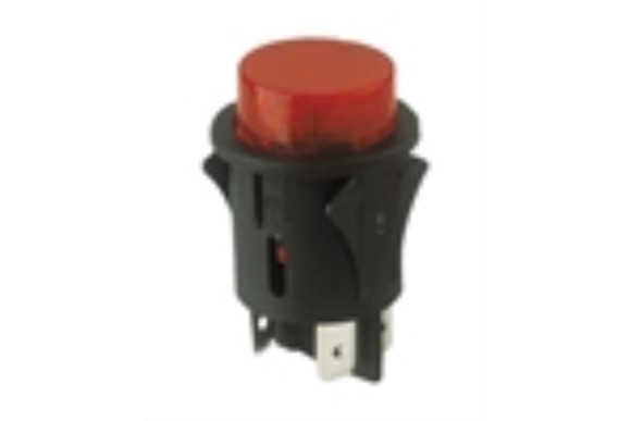 Interruptor bipolar circular luminoso rojo 24mm