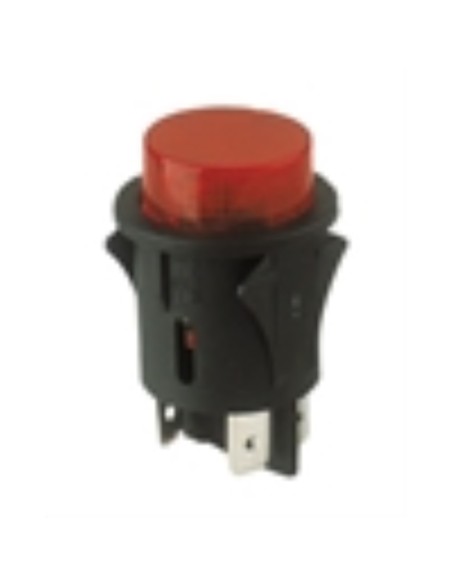 Interruptor bipolar circular luminoso rojo 24mm