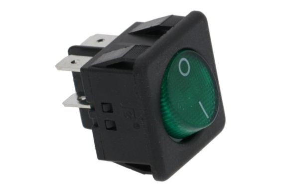 Interruptor bipolar verde 25x25 4 faston