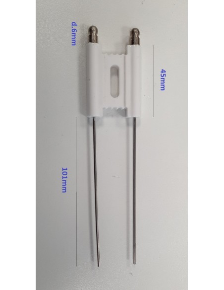 Electrodo doble 6mm terminales 101mm ceramica 40mm