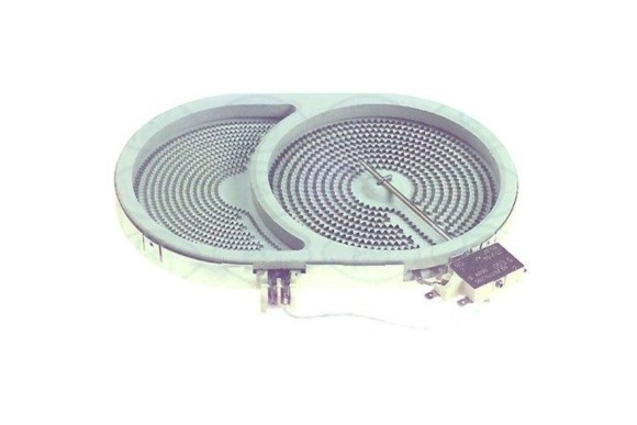 Placa vitroceramica 2300W doble 285x190 mm.