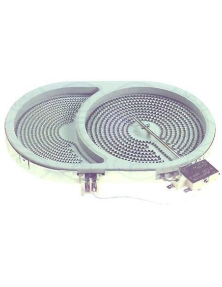 Placa vitroceramica 2300W doble 285x190 mm.