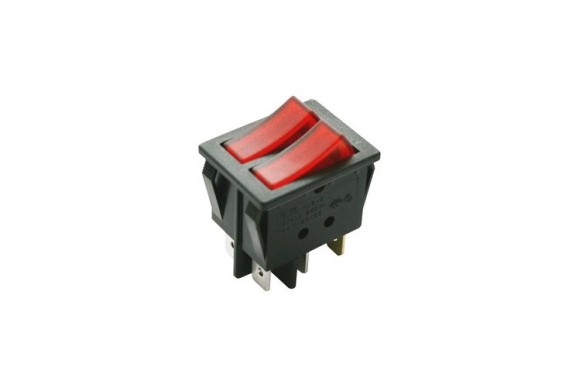 Interruptor bipolar 30x22mm 2 teclas 6F rojo