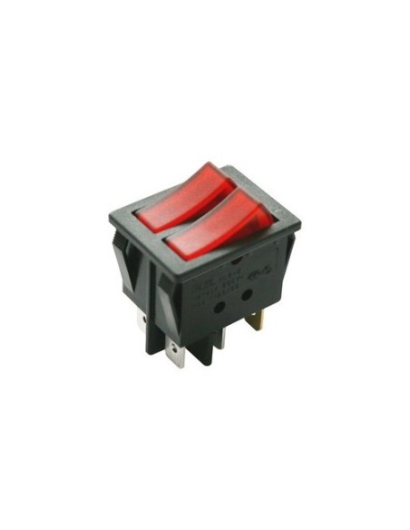 Interruptor bipolar 30x22mm 2 teclas 6F rojo