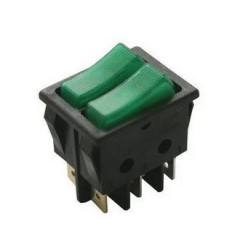 Interruptor bipolar 30x22mm 2 teclas 6F verde