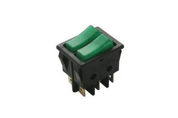 Interruptor bipolar 30x22mm 2 teclas 6F verde