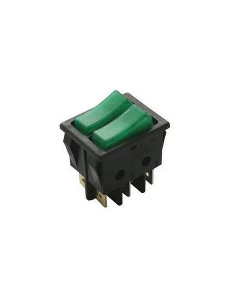 Interruptor bipolar 30x22mm 2 teclas 6F verde