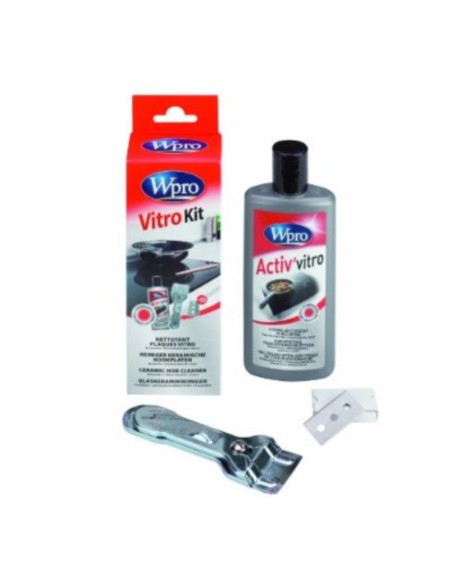 Limpiador vitro crema 250ml. + rasqueta + 10 cuchi