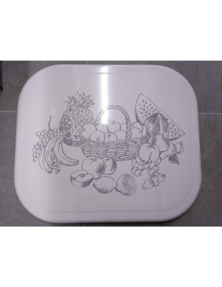 Cubreencimera vitro redonda blanca frutas