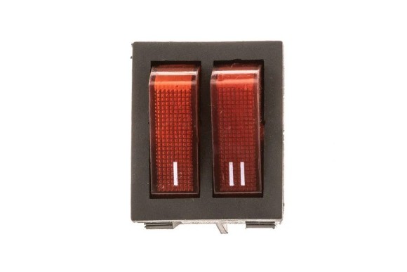 Interruptor bipolar doble rojo 6 terminales 30x22mm