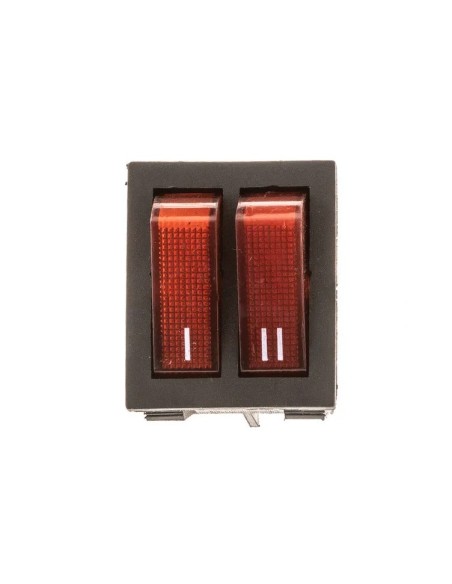 Interruptor bipolar doble rojo 6 terminales 30x22mm