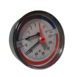Termohidrometro 0-120° 0-4bar d.80mm 1/2 m trasera