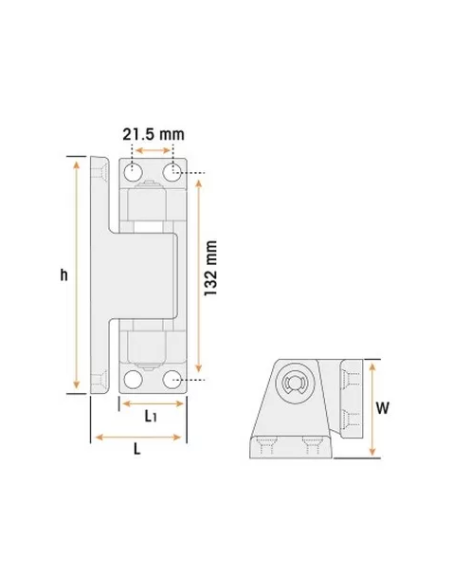 Bisagra derecha camara G-208 plastificada tornillos 132x21.5mm
