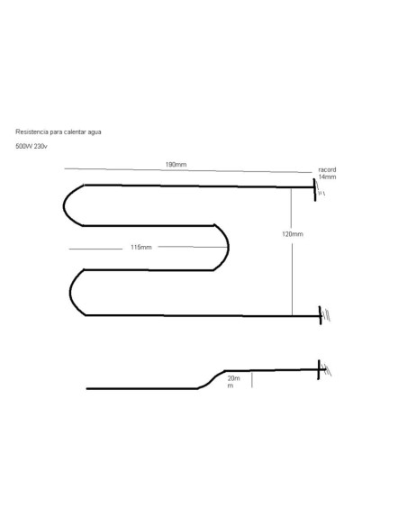 Resistencia evaporacion 500W 190x120 mm.