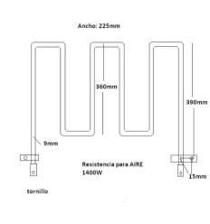Resistencia M 390x225 1400W -baño maria´-