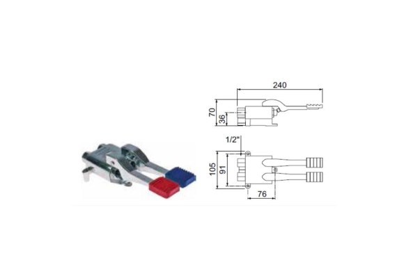 Grifo pedal agua fria - caliente 1/2"