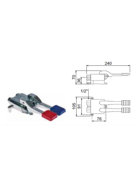 Grifo pedal agua fria - caliente 1/2"