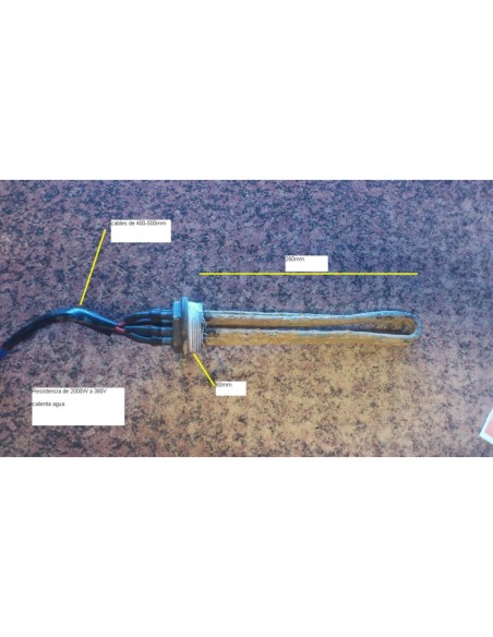 Resistencia 3U 2000W 380V L260 mm. sobre rosca 60