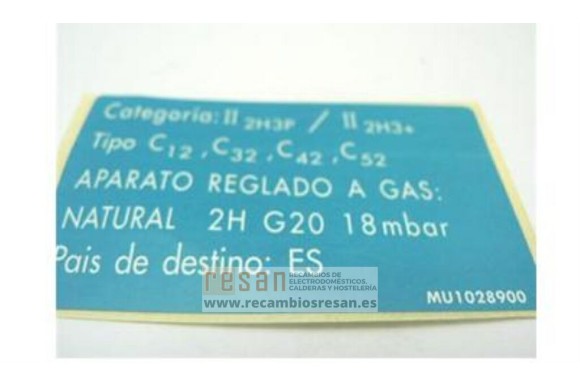 Etiqueta reglado MU1028900