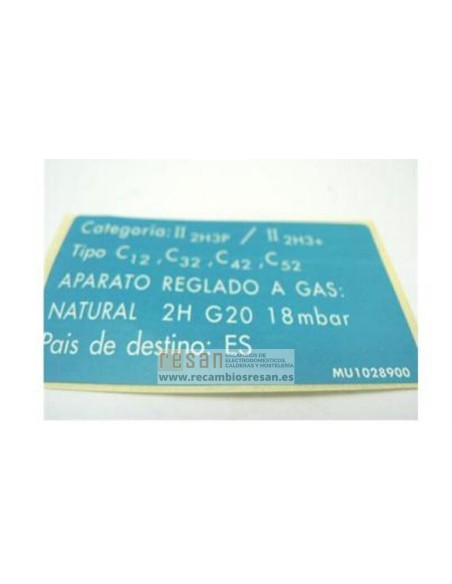 Etiqueta reglado MU1028900