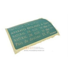 Etiqueta reg.gas n N73J002F0