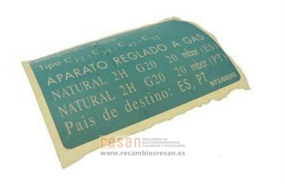 Etiqueta reg.gas n N73J002F0