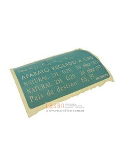 Etiqueta reg.gas n N73J002F0