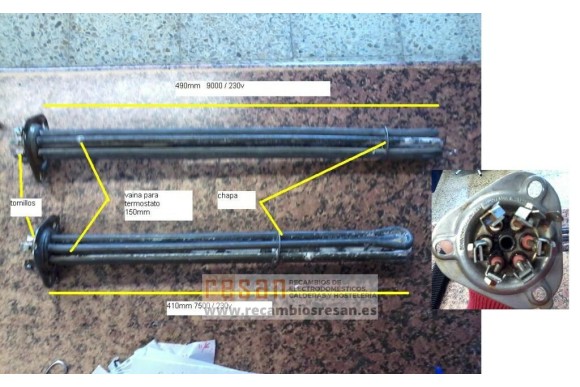 Resistencia lavavajillas 9000W 230V 490 mm. triang